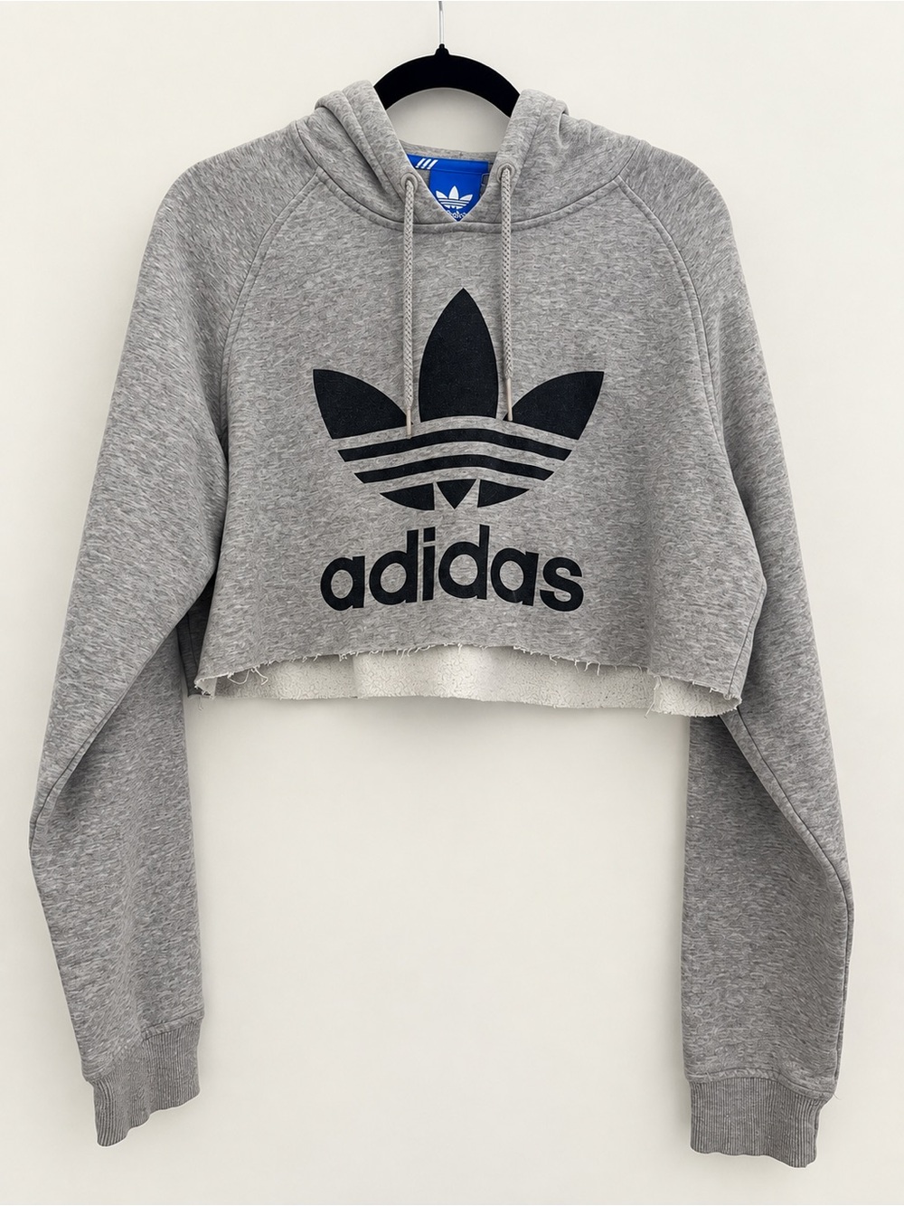 Adidas Originals Gray Cropped Trefoil Hoodie Size L